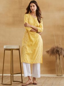 Fabindia Women Ethnic Motifs Embroidered Kurta