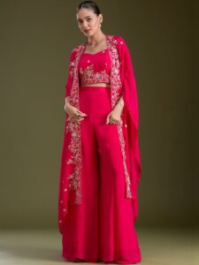 Koskii Women Bandhani Regular Beads & Stones Straight Kurta With Trousers & Dupatta