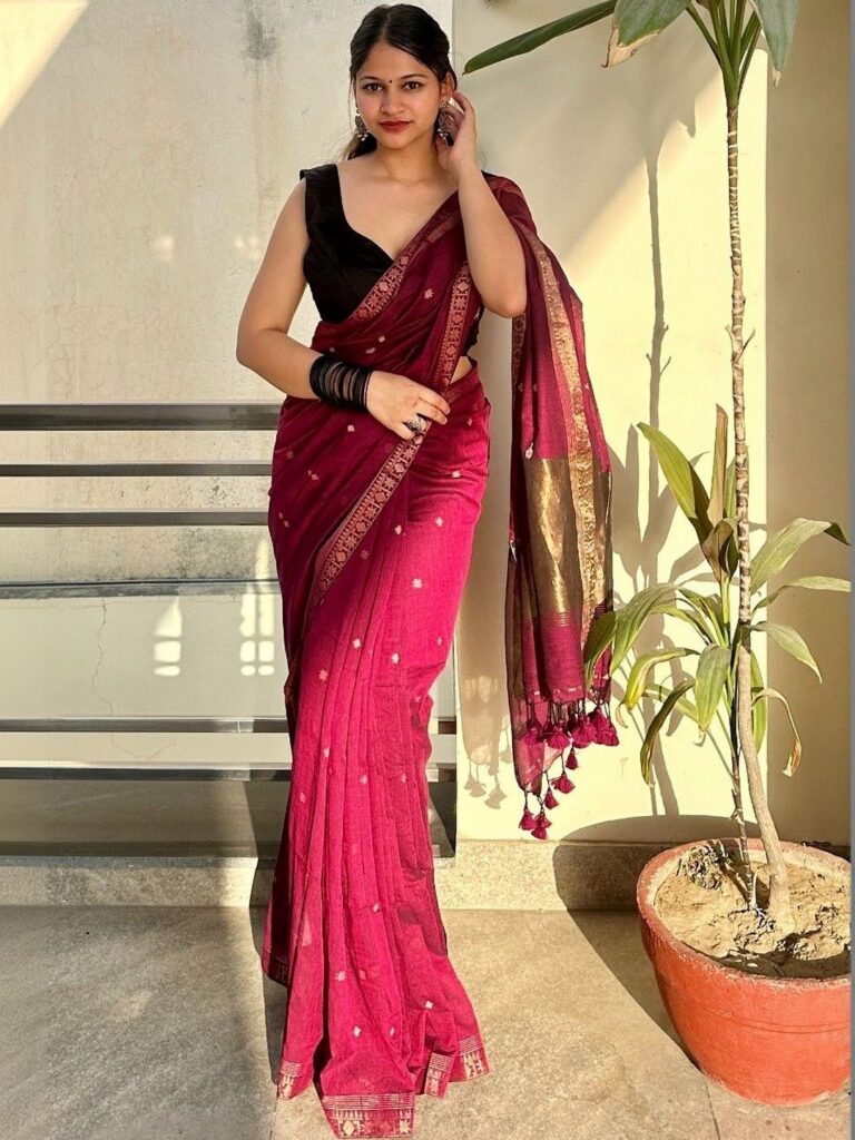 Polki by bhagwati saree Woven Design Zari Pure Cotton Handloom Fashion Saree