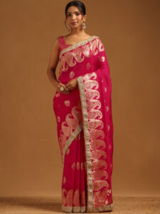 Soch Paisley Zari Silk Blend Heavy Work Saree