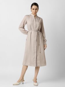 Van Heusen Woman Women Print Mandarin Collar Formal Shirt Dress
