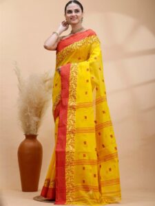 oishani saree ghor Ethnic Motifs Pure Cotton Handloom Saree